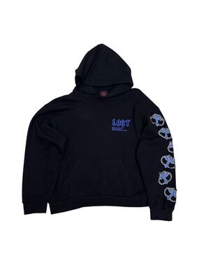 LOST INTRICACY Luxury Streetwear Rap Black Blue Hoodie Sweatshirt Mens XL